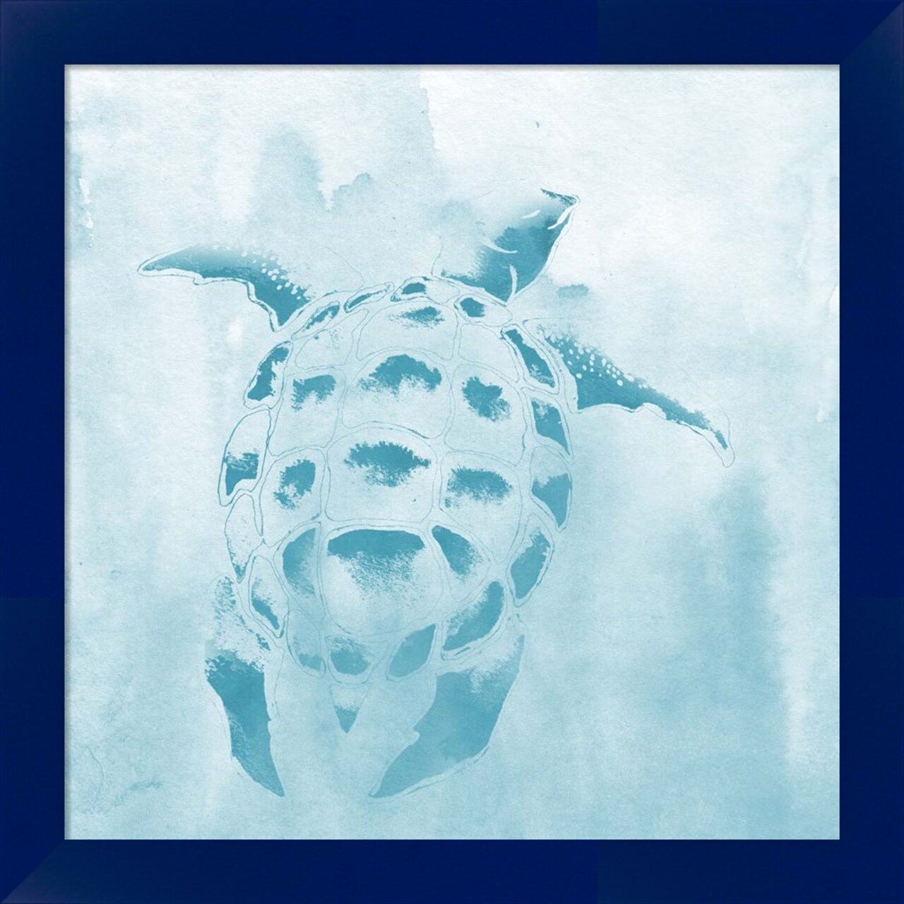 Washed Teal Aquatic Turtle by Elizabeth Medley 14" x 14" Framed Wall Art